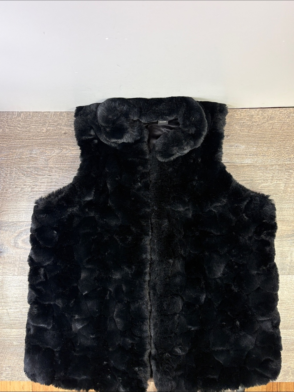 Rachel Zoe Black Faux Fur Vest Size 1X Plush Textured Full Lined